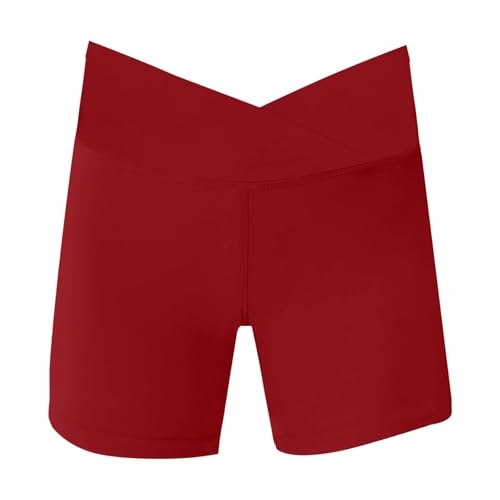 Girls Basic Cartwheel Shorts 𝗦afety Short Dance Gymnastics Shorts Kids V C𝗿oss Waist Bik𝐞 Athletic Shorts2