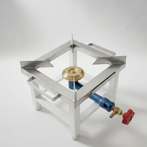 Commercial Single Burner Gas Stove | Stainless Steel Heavy Duty Gas Bhatti with Brass Burner | 10 x 10 Inch | Includes 5 Feet Gas Pipe & 2 Clamps