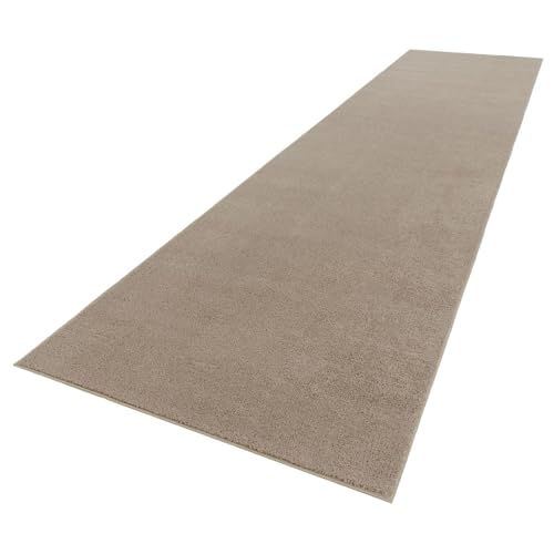 TT Home Large Rug Short Pile Monochrome Modern Design Washable, colour:Taupe, Size:80x150 cm