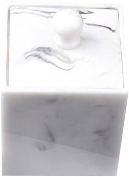 2pcs Cotton Swab Storage Box Double Grids Resin Holder Modern Marble Design Apothecary Jar -saving Cotton Pad Organizer
