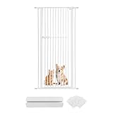 RAKU ペットゲート 猫 高さ190cm ハイタイプ 突っ張り式 3.5cm柵間隔 取付幅61.5-246cm選択可能 オートクローズ 前後90°開閉 脱出防止フェンス ベビーゲート 室内 玄関 階段 子供 (白, 取付幅76-86.5cm)