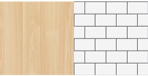 Bundle Includes (1) d-c-fix Self-Adhesive Film, Maple Wood, 17" x 78" Roll, 2-Pack & (1) DÉCOR Wow Peel & Stick Backsplash for Kitchen & Bathroom, (8) 12x12-inch Sheets, White Subway with Grey Grout