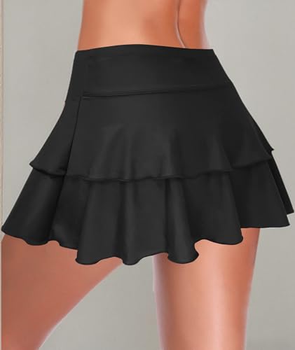 Falda de baño con bikini interior para mujer en color negro talla M 7