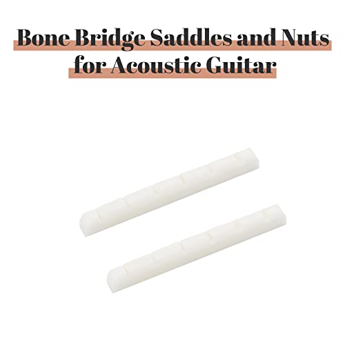 Huatool Bone Slotted Nut Electric Guitar 2 Pieces, Made Of Real Cow Bone Used For Electric Guitar, Fit For42*3.5 * 4.5/3.5Mm #TOP5