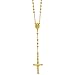 TOUSIATTAR 14K Tricolor Gold Rosary Chain Necklace - Nice Shiny Pendant Flawless Jewelry Gift for Women and Men - Available 16 to 24 Inches Length - 2.5MM Wide (Yellow, 24)