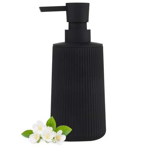 Black Soap Dispenser, Modern Stylish Small Hand Dish Soap Dispenser for Kitchen and Bathroom Plastic Resin (Matte Black, 1)