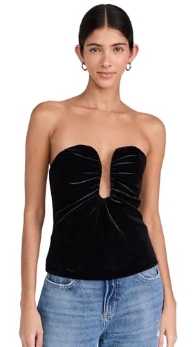 ASTR the label Women's Arista Velvet Top, Black, L