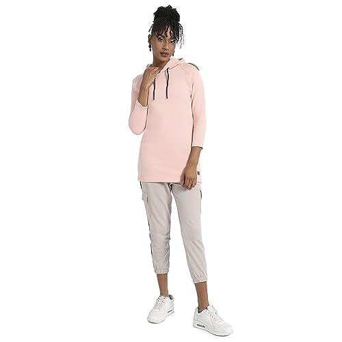 Image of PINACOLADA Women's Colorblock Sweatshirt with Ribbed Hem for Casual Wear | Low-High Neck | Long Sleeve | Button Closure | Cotton Sweatshirt Crafted with Comfort Fit for Everyday Wear
