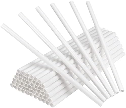 PINGEUI 50 PCS 12 Inch Plastic White Cake Dowel Rods, 0.4 Inch Dia. Reusable Cake Stand Sticks, Easy Cut Cake Support Rods Cake Round Dowel Straws for Tiered Cake Construction and Stacking