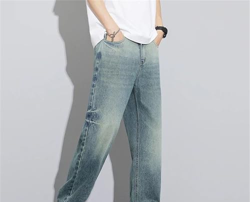 Mens Jeans Spring Summer Straight Leg Loose Vintage Soft Denim Pants Casual Comfortable Trousers3