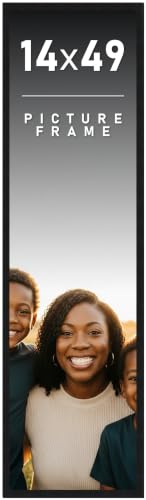 14x49 Frame Black Picture Frame - Complete Modern Photo Frame Includes UV Acrylic Shatter Guard Front, Acid Free Foam Backing Board, Hanging Hardware Wood Wall Frames for Family Photos - no Mat