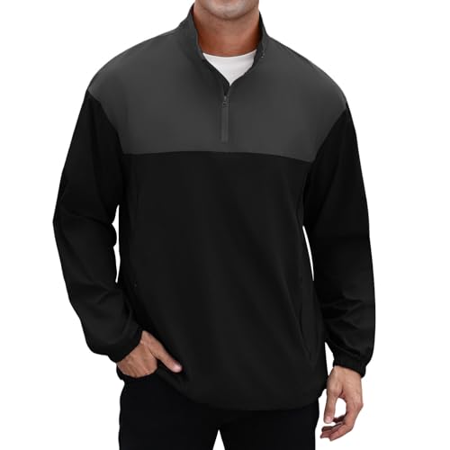 Image of EDITCOZY Men's Lightweight Quarter Zip Pullover Casual Windbreaker for Running Golf Jackets with 3 Pockets