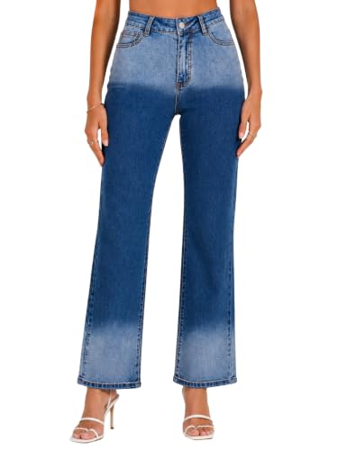 Image of GRECIILOOKS Women's High Waist Denim Jeans | Straight, Relaxed & Wide Leg Fit |Baggy Jean's for Woman | Casual Regular Length Fashion Wear
