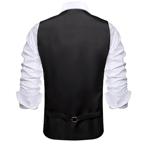 Hi-Tie Mens Silk Suit Vest Double Breasted Shawl Collar Slim Fit Waistcoat U Neck Wedding Formal Tuxdeo4