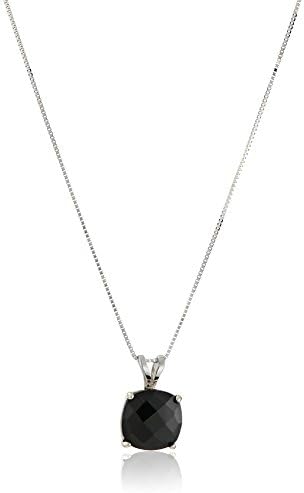 14k Gold Cushion Checkerboard Cut Gemstone Pendant Necklace (8mm), 18"