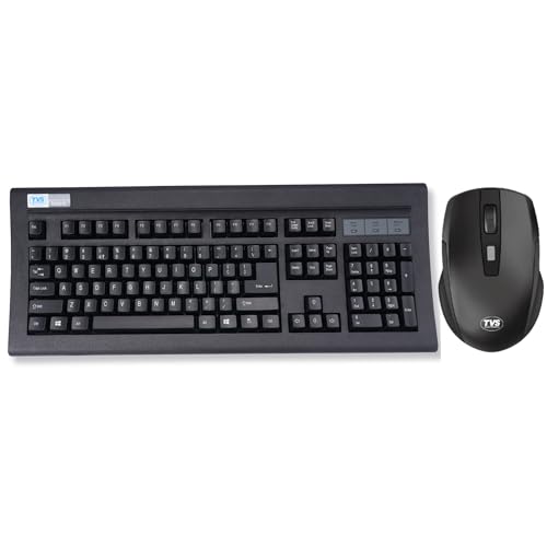 Image of TVS Electronics Platina Wireless Mechanical Keyboard & Mouse Combo | Adujustble Tilt Legs | Laser-Etched Key Caps | Optical Adjustable DPI 1600 | 50M Keystroke | 10M Range | 1-Year Warranty | Black