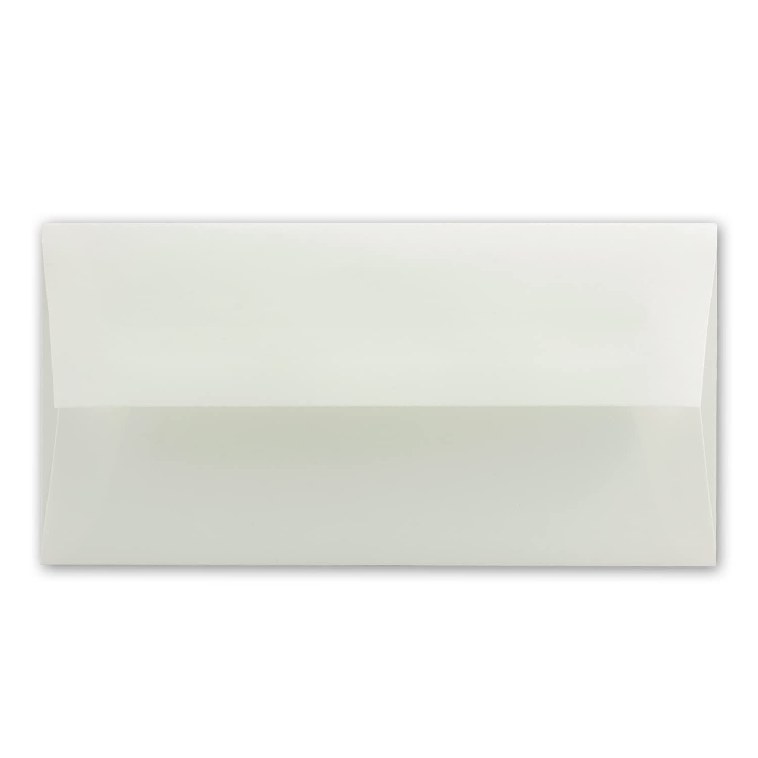 25x DIN Lang Vintage Faltkarten-Set mit Briefumschlägen, Büttenpapier, 100 x 210 mm - quer-doppelt, Naturweiß - Karten aus Büttenpapier