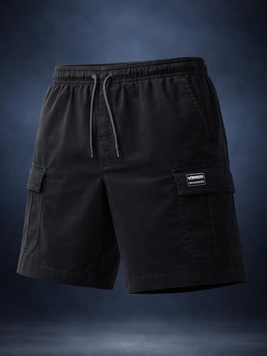 Image of Veirdo Men Twill Woven Cargo Shorts Lightweight Summer & Outdoor Wear Drawstring Waist Multi Pocket Design Adjustable Fit Comfortable, (S to 2XL)