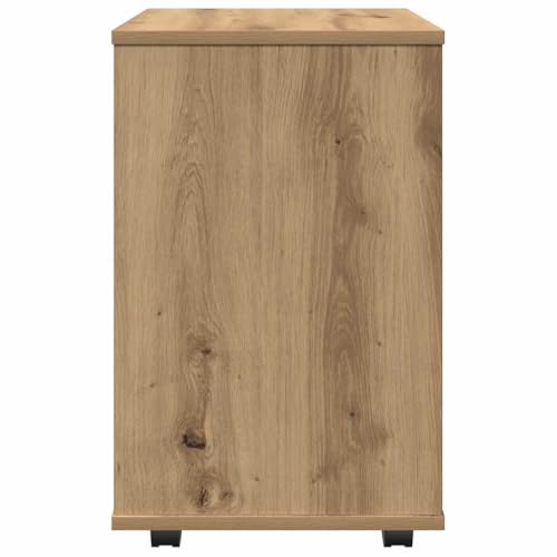 Boîte à roulettes en chêne à tiroir avec compartiment stable de rangement