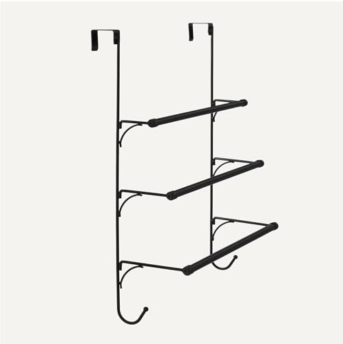 Amazon Basics Over-the-Door Towel Rack with Hooks, 19.3W x 6.6D x 24.8H inch, Black thumbnail 3
