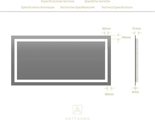 FORAM Badspiegel mit Beleuchtung - Led Spiegel Bad - 120x70 - Badezimmerspiegel Nach Maß - auf Individuelle Bestellung Gefertigt - Modernes… – Ansicht 6