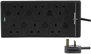 Pro Elec 2816NS(1N) 1 m BLK 1 m 6 Way Individually Switched Surge Protected Extension Lead, Black