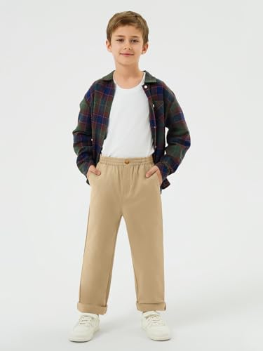 Image of Haloumoning Boys School Uniform Chino Pants Kids Twill Pants 5-14 Years