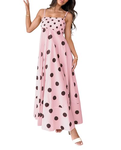 Image of NUFIWI Women Summer Striped Maxi Dress Spaghetti Strap Cutout Ruffle Long Dress Flowy Swing Beach Vocation Dress