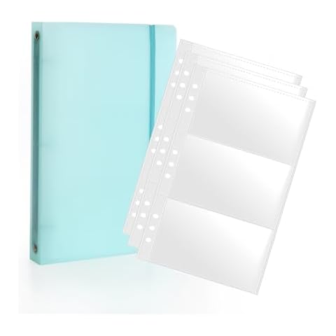 3×5” index card Binder organizer with 3-Pocket Double-Sided Sleeves, Index card holder box folder for recipes Flashcards, portable notecards case storage Cover