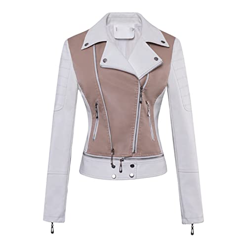 Blazers de moto pour femmes veste courte cuir revers chic