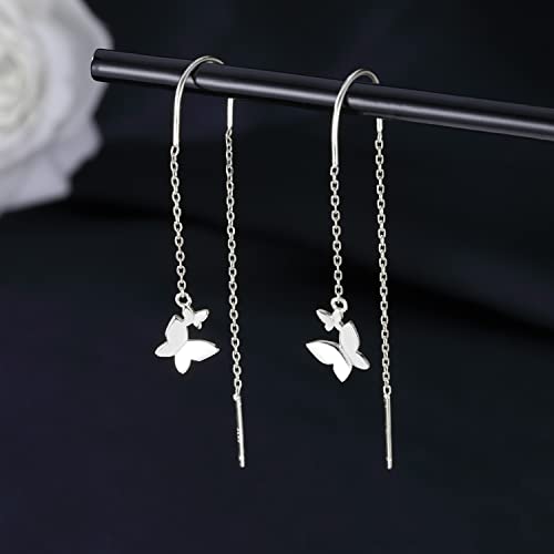 SLUYNZ 925 Sterling Silver Butterfly Dangle Earrings Chain for Women Teens Butterfly Drop Earrings Threader Tassel4