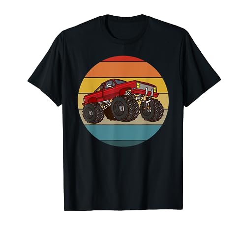 Home 6 Vintage Birthday Monster Truck 6 Retro Sunset Design T-Shirt