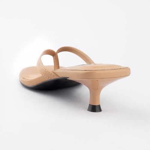 Image of STUNAHOME Kitten Heels Sandals for Women Cute Summer Square Open Toe 1.4 Inches Comfortable Thong Flip Flop Heels