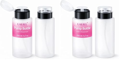 LALILL 2 Pièces Distributeur Pompe Doseur - Set Flacon Pompe pour Liquides - Dissolvant Vernis à Ongles, Dissolvant Manucure - 200ml (Lot de 2)