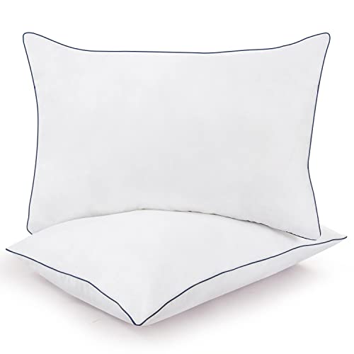 Image of ROYALE LINENS Pillows Queen Size Set of 2 -Bed Pillow for Sleeping -Cooling Pillow for Back, Stomach or Side Sleepers -Down Alternative Queen Piping Pillows -Hotel Quality (20x30 Inches, Pack of 2)