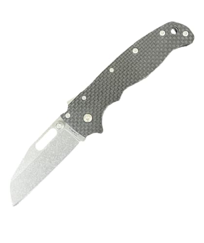 Demko Knives AD20.5 Shark Lock Folding Knife D2 Blade AD 20.5 Handle Flipper EDC Fidget Folder (Carbon/Stonewash/Shark Foot)