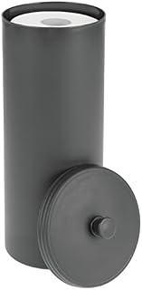 mDesign Free Standing Toilet Roll Holder  No Drilling Required  Plastic Toilet Roll Stand for The Bathroom  Toilet Roll Storage, Elegantly Solved with Space for 3 Rolls  Charcoal Grey