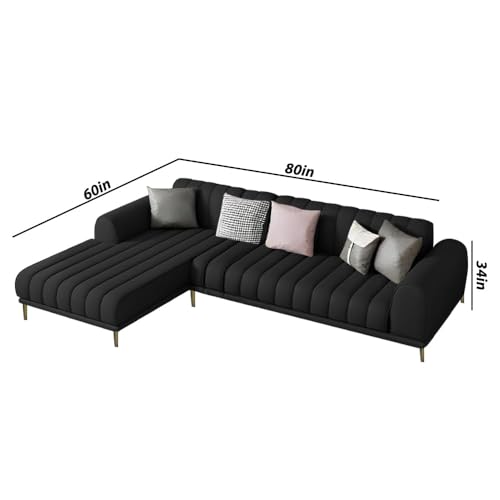 Image of Casaliving Herrick LHS 4 Seater L Shape Sofa Set for Living Room (Black Colour) Premium Fabric Sofa Set for Living Room