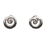  Pendientes Pequeños de Plata de Ley Sólido 295 Espiral E000765