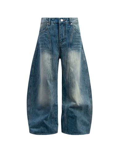 Aelfric Eden Baggy Barrel Jeans Wide Leg Denim Retro Washed Straight Leg Jeans Unisex Casual Y2k Streetwear Pants Trouser