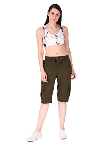 Image of UZARUS Womens Cargo Capri Shorts with 9 Pockets