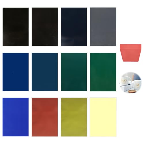 Asfrode Farbiges Lasergravur Markierungspapier, 12 Stück Farben 39x27cm Lasergraviertes mit Schaber Farbpapier Farbgravurpapier für Glas Kristall Keramik Acryl Stein