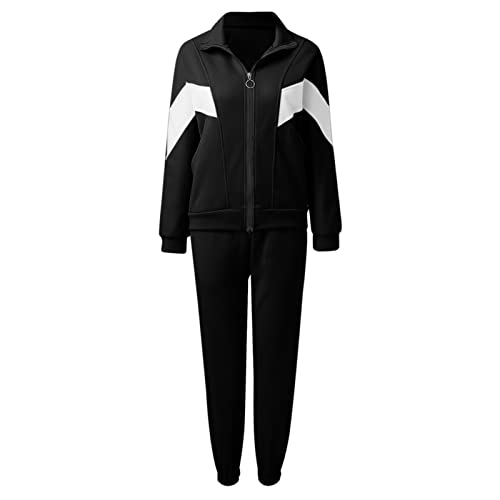 Conjunto de dos piezas para mujer: chándal casual negro XL con sudadera y pantalones