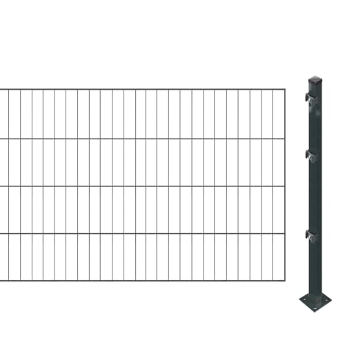 Einstabmattenzaun inkl. Pfosten zum Einbetonieren (Höhe: 80 cm, Länge: 4 m) | Einstabmatten in Anthrazit | UV- und witterungsbeständig