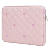 Songbala 13–14 Zoll Laptoptasche, Laptoptasche mit Herzstickerei, weich gefüttert,kompatibel mit 13/14 Zoll MacBook Air/Pro, rosa