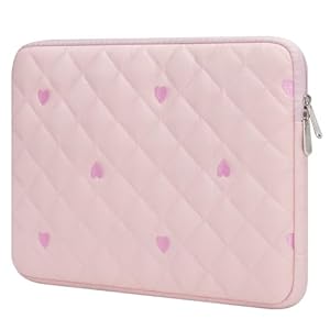 Songbala 13–14-Zoll-Laptoptasche, Laptoptasche mit Herzstickerei, weich gefüttert,kompatibel mit 13/14-Zoll-MacBook Air/Pro, rosa