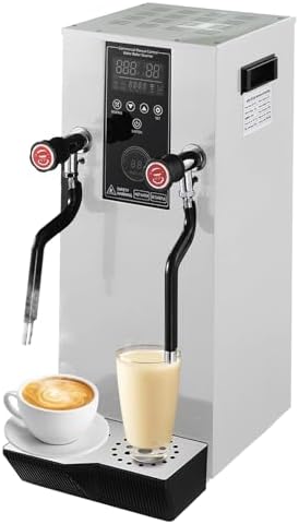 12L Electric Milk Frother - 2000W Commercial Milk Steamer with LED Display, Automatic Foam Machine for Coffee Shops, Milk Tea Shops, Bars - Multi-Purpose Boiling Water Frother (Black)