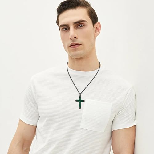 Collier croix argent 925 malachite fini les bijoux ternes
