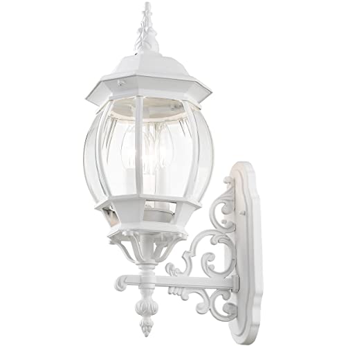 Image of Livex Lighting 7524-13 7524-03 Outdoor Wall Lantern, White, 8.25 x 22 | Dimensions: 8.25 x 22