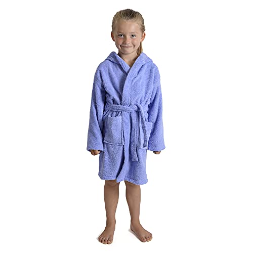 Generic Kids Unisex Childrens Bathrobe Lilac Solid 100% Cotton Terry Towel Soft Towelling 7-13 Years